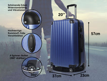 Lade das Bild in den Galerie-Viewer, Handgepäck Koffer Reisekoffer mit Rollen Trolley Handgepäck Trolley Rollkoffer Sicherheit Zahlenschloß Airline-kompatibel Handgepäck 4 Rollen(Dunkelblau)