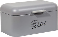 Lade das Bild in den Galerie-Viewer, Brotbox mit Deckel, Großer Knäckebrot Box aus Metall, Brot und Kekse Lange Aufbewahren und Trocken Halten, Retro Design 31cm*19cm*16cm (Grau)