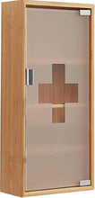 Lade das Bild in den Galerie-Viewer, Medikamentenschrank & Medizinschrank aus Bambus, hängeschrank, Hausapotheke, Erste Hilfe Schrank,Glastür mit Magnetverschluss,Arzneischrank 4 Fächer,12T x 27B x 57H cm