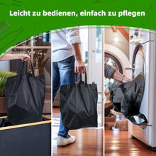 Lade das Bild in den Galerie-Viewer, 140L Pfandflaschen Sammelbehälter mit Deckel & XXL Tragetaschen, Flaschensammler für Leergut & Altglas, 2 Fächer Organizer mit Lochdesign, Recycling Behälter für Küche & Abstellraum (Dunkelgrau)