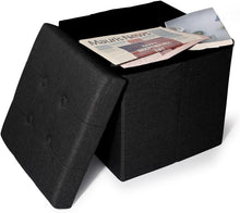 Lade das Bild in den Galerie-Viewer, Sitzhocker mit Stauraum, Fußhocker, Fußbank Truhen Aufbewahrungsbox faltbar belastbar Leinen(38 cm)