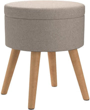 Lade das Bild in den Galerie-Viewer, Sitzhocker Aufbewahrungsbox Stuhl Ottoman Polstersitz aus Leinen und Massivholz