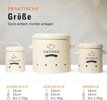 Lade das Bild in den Galerie-Viewer, Kartoffel Vorratsdosen Set, Kartoffeltopf im Retro Zwiebeltopf, Vorratsbehälter aus Metall, Kann Kartoffeln für eine Lange Zeit lagern(Set)