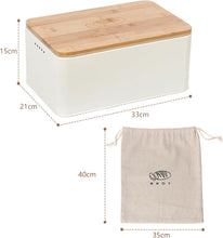 Lade das Bild in den Galerie-Viewer, Brotkasten mit Schneidebrett, Matte Brotbox mit Holzdeckel und Leinen Brotbeutel, Rundum Belüftung, Brotkorb für langanhaltende Frische (Beige)