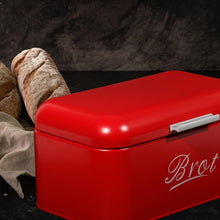 Lade das Bild in den Galerie-Viewer, Brotkasten mit Deckel, Großer Knäckebrot Box aus Metall, Brot und Kekse Lange Aufbewahren und Trocken Halten, Retro Design (31cm)