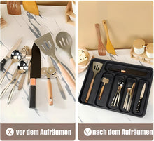 Lade das Bild in den Galerie-Viewer, Besteckkasten für Schubladen, (32,5-59,5) Verstellbarer Besteckeinsatz, Schubladen organizer küche