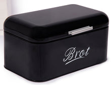Lade das Bild in den Galerie-Viewer, Brotbox ,Großer Knäckebrot Box aus Metall, Brot und Kekse Lange Aufbewahren und Trocken Halten, Retro Design 31cm*19cm*15cm (Schwarz)