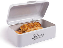 Lade das Bild in den Galerie-Viewer, Brotbox mit Deckel, Großer Knäckebrot Box aus Metall, Brot und Kekse Lange Aufbewahren und Trocken Halten, Retro Design 43cm*23cm*17cm (Weiß)