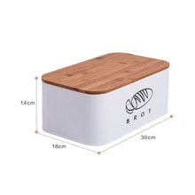 Lade das Bild in den Galerie-Viewer, Brotbox mit Deckel, Großer Knäckebrot Box aus Metall, Brotaufbewahrungsbox , Brot,Kekse Lange Aufbewahren und Trocken Halten(Weiß-30cm)