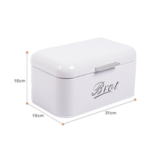 Lade das Bild in den Galerie-Viewer, Brotbox mit Deckel, Großer Knäckebrot Box aus Metall, Brot und Kekse Lange Aufbewahren und Trocken Halten, Retro Design 31cm*19cm*16cm (Weiß)