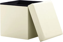 Lade das Bild in den Galerie-Viewer, Sitzwürfel mit Stauraum Fußbank Truhen Aufbewahrungsbox faltbar belastbar Kunstleder(Beige)