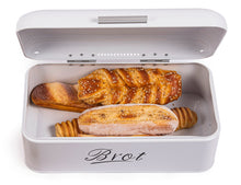 Lade das Bild in den Galerie-Viewer, Brotbox mit Deckel, Großer Knäckebrot Box aus Metall, Brot und Kekse Lange Aufbewahren und Trocken Halten, Retro Design 43cm*23cm*17cm (Weiß)