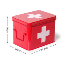 Lade das Bild in den Galerie-Viewer, Medizin Box Metall, Erste Hilfe Kasten Koffer Schrank, Arzneischrank Medizinkoffer Retro, Medizinschrank, 21,5 * 16 * 16 cm (Rot-22CM)