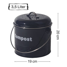 Lade das Bild in den Galerie-Viewer, Biomülleimer Küche 3,5 L , Bio Mülleimer Geruchsdicht mit Aktivkohlefiltern , Komposteimer Metall , Biomüll Retro(Schwarz)