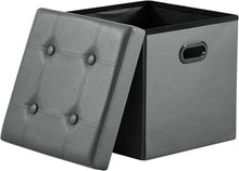 Lade das Bild in den Galerie-Viewer, Sitzhocker ,Stauraum Fußhocker, Aufbewahrungsbox faltbar belastbar bis 300 kg, 38 x 38 x 38 cm,Aus MDF-Platte und Kunstleder.
