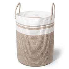 Lade das Bild in den Galerie-Viewer, Wäschekorb mit Henkel, Spielzeug Aufbewahrung, Aufbewahrungsbox Geflochten, Wäschesammler Groß, Aufbewahrungskorb Kinderzimmer（Braun2, D 38 x H 50 CM)）
