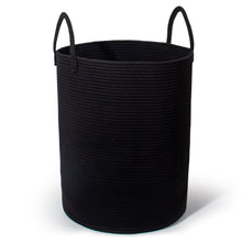 Lade das Bild in den Galerie-Viewer, Wäschekorb mit Henkel, Spielzeug Aufbewahrung, Aufbewahrungsbox Geflochten, Wäschesammler Groß, Aufbewahrungskorb Kinderzimmer（Schwarz, D 38 x H 50 CM)）

