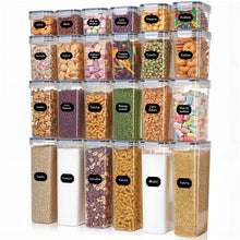 Lade das Bild in den Galerie-Viewer, Vorratsdosen Mit Deckel Luftdicht (4 Größen), 24er Set Organizer Box, BPA-frei Aufbewahrungsbox Küche, Frischhaltedosen für Mehl, Müsli, Cornflakes, Vorratsbehälter Mit Etikett
