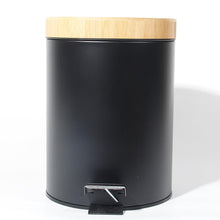 Lade das Bild in den Galerie-Viewer, Mülleimer Bad mit Holzdeckel, Kosmetikeimer mit Absenkautomatik (Soft Close), Badezimmer eimer, Abfalleimer Bad ( 3L)
