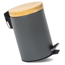 Lade das Bild in den Galerie-Viewer, Mülleimer Bad mit Holzdeckel, Kosmetikeimer mit Absenkautomatik (Soft Close), Badezimmer eimer, Abfalleimer Bad ( 3L)
