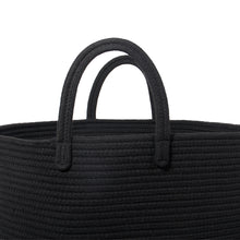 Lade das Bild in den Galerie-Viewer, Wäschekorb mit Henkel, Spielzeug Aufbewahrung, Aufbewahrungsbox Geflochten, Wäschesammler Groß, Aufbewahrungskorb Kinderzimmer（Schwarz, D 38 x H 50 CM)）
