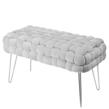 Lade das Bild in den Galerie-Viewer, Moderner Velvet SitzBank, Quadratisch Ottoman-Fußhocker
