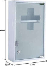Lade das Bild in den Galerie-Viewer, Medizinschrank Abschließbar Hängend, Erste Hilfe Schrank, Arzneischrank aus Edelstahl, Wand-Medizinbox 48 x 27 x 12 cm (Weiß - 3 Schichten)
