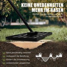 Lade das Bild in den Galerie-Viewer, Rasenrakel Nivellierrechen Rasen Rakel, Metallstiel Rasenwerkzeug, zum Rasensanden Nivellieren Einebnen von Rasenflächen, für Garten Hof Golfplatz Rasenpflege alle Rasenbereiche
