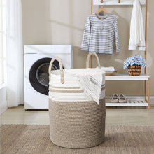 Lade das Bild in den Galerie-Viewer, Wäschekorb mit Henkel, Spielzeug Aufbewahrung, Aufbewahrungsbox Geflochten, Wäschesammler Groß, Aufbewahrungskorb Kinderzimmer（Braun2, D 38 x H 50 CM)）
