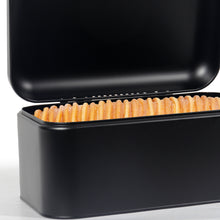 Lade das Bild in den Galerie-Viewer, Brotkasten aus Metall, Brot Lange Aufbewahren, Retro Brot Box, Brotaufbewahrungsbox mit Deckel(Schwarz-30cm)
