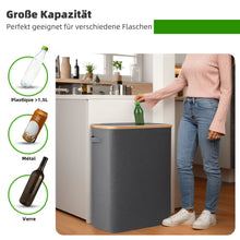 Lade das Bild in den Galerie-Viewer, 140L Pfandflaschen Sammelbehälter mit Deckel &amp; XXL Tragetaschen, Flaschensammler für Leergut &amp; Altglas, 2 Fächer Organizer mit Lochdesign, Recycling Behälter für Küche &amp; Abstellraum (Dunkelgrau)
