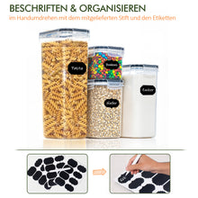 Lade das Bild in den Galerie-Viewer, Vorratsdosen Mit Deckel Luftdicht (4 Größen), 24er Set Organizer Box, BPA-frei Aufbewahrungsbox Küche, Frischhaltedosen für Mehl, Müsli, Cornflakes, Vorratsbehälter Mit Etikett
