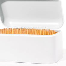 Lade das Bild in den Galerie-Viewer, Brotkasten aus Metall, Brot Lange Aufbewahren, Retro Brot Box, Brotaufbewahrungsbox mit Deckel(Weiß-30cm)

