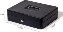 Lade das Bild in den Galerie-Viewer, Geldkassette mit münzzählbrett, 30x24x9 CM, Kasse Abschließbar, Cash Box Groß, Spardose, Geld organizer (Schwarz-30cm)
