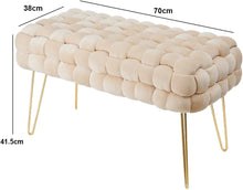 Lade das Bild in den Galerie-Viewer, Moderner Velvet SitzBank, Quadratisch Ottoman-Fußhocker
