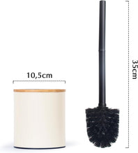 Lade das Bild in den Galerie-Viewer, Klobürste Holz, Toilettenbürste in Edelstahl, WC Bürsten &amp; Halter, Badezimmer Set, Bürstengarnitur, Klobürstenhalter, Klobesen (Beige)
