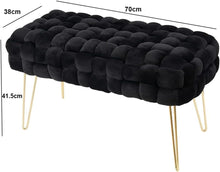 Lade das Bild in den Galerie-Viewer, Moderner Velvet SitzBank, Quadratisch Ottoman-Fußhocker
