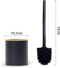 Lade das Bild in den Galerie-Viewer, Klobürste Holz, Toilettenbürste in Edelstahl, WC Bürsten &amp; Halter, Badezimmer Set, Bürstengarnitur, Klobürstenhalter, Klobesen (Schwarz)
