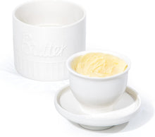 Lade das Bild in den Galerie-Viewer, Butterglocke, Butterdose Keramik, Französische Butterdose, Porzellan Butterglas für frische und streichfähige Butter (Weiß)
