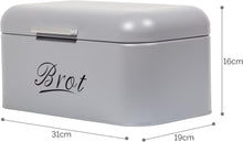 Lade das Bild in den Galerie-Viewer, Brotbox  mit Deckel, Großer Knäckebrot Box aus Metall, Brot und Kekse Lange Aufbewahren und Trocken Halten, Retro Design 31cm*19cm*16cm (Grau)
