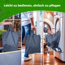 Lade das Bild in den Galerie-Viewer, 140L Pfandflaschen Sammelbehälter mit Deckel &amp; XXL Tragetaschen, Flaschensammler für Leergut &amp; Altglas, 2 Fächer Organizer mit Lochdesign, Recycling Behälter für Küche &amp; Abstellraum (Grau)
