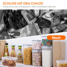 Lade das Bild in den Galerie-Viewer, Vorratsdosen Mit Deckel Luftdicht (4 Größen), 24er Set Organizer Box, BPA-frei Aufbewahrungsbox Küche, Frischhaltedosen für Mehl, Müsli, Cornflakes, Vorratsbehälter Mit Etikett
