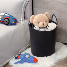 Lade das Bild in den Galerie-Viewer, Wäschekorb mit Henkel, Spielzeug Aufbewahrung, Aufbewahrungsbox Geflochten, Wäschesammler Groß, Aufbewahrungskorb Kinderzimmer（Schwarz, D 38 x H 50 CM)）
