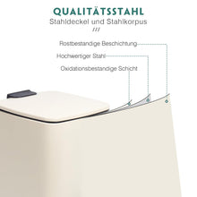 Lade das Bild in den Galerie-Viewer, Kosmetikeimer 6L, Mülleimer bad, Badmülleimer mit Deckel, (Soft Close) Tretmülleimer aus Metall für Badezimmer, WC, Schlafzimmer (Beige, 24 x 19,5 x 25 cm)
