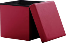 Lade das Bild in den Galerie-Viewer, Sitzhocker ,Stauraum Fußhocker, Aufbewahrungsbox faltbar belastbar bis 300 kg, 38 x 38 x 38 cm,Aus MDF-Platte und Kunstleder.

