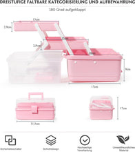 Lade das Bild in den Galerie-Viewer, Aufbewahrungsbox mit fächern, Sortierboxen, Nähkasten, Bastelkoffer leer, Medicine Organizer Box, Angelkoffer, Aufbewahrung for Kleinteile, Haargummi (Rosa-31,5cm)
