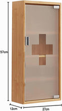 Lade das Bild in den Galerie-Viewer, Medikamentenschrank &amp; Medizinschrank aus Bambus, hängeschrank, Hausapotheke, Erste Hilfe Schrank,Glastür mit Magnetverschluss，Arzneischrank 4 Fächer，12T x 27B x 57H cm
