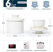 Lade das Bild in den Galerie-Viewer, Butterglocke, Butterdose Keramik, Französische Butterdose, Porzellan Butterglas für frische und streichfähige Butter (Weiß)
