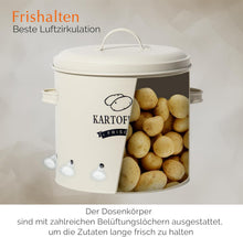 Lade das Bild in den Galerie-Viewer, Kartoffel Vorratsdosen Set, Kartoffeltopf im Retro Zwiebeltopf, Vorratsbehälter aus Metall,  Kann Kartoffeln für eine Lange Zeit lagern(Set)
