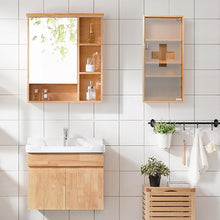 Lade das Bild in den Galerie-Viewer, Medikamentenschrank &amp; Medizinschrank aus Bambus, hängeschrank, Hausapotheke, Erste Hilfe Schrank,Glastür mit Magnetverschluss，Arzneischrank 4 Fächer，12T x 27B x 57H cm
